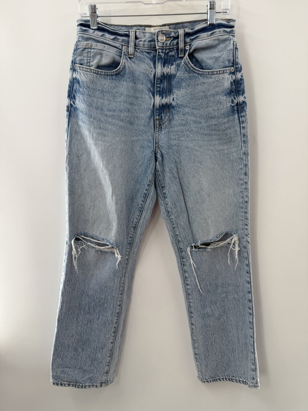 SLVRLAKE London Ankle High Rise Straight Leg Jeans Broken Hearts Wash Size 28